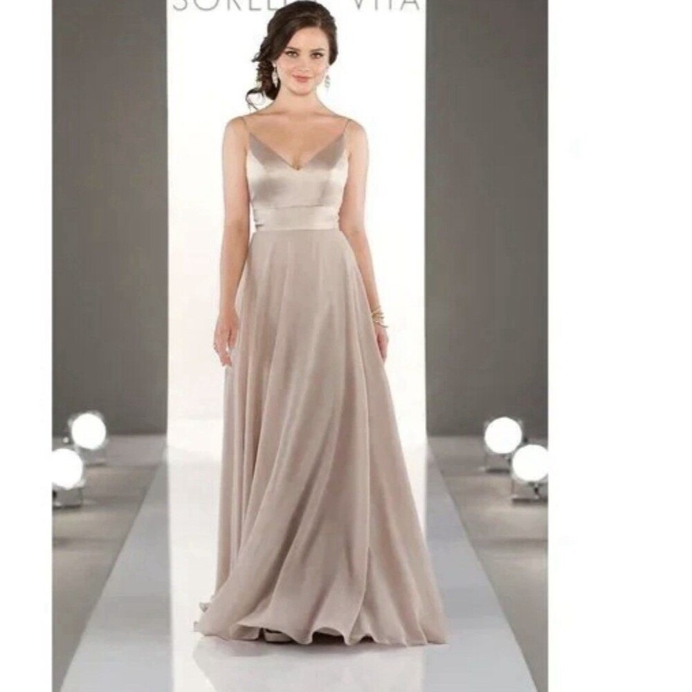 Sorella Vita Style 9088 satin & chiffon floor-length bridesmaid dress Size 6